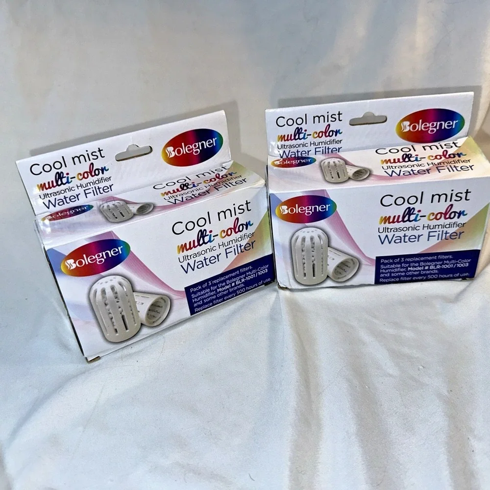 Bolegner Cool Mist Ultrasonic Humidifier Water Filters Pack Of 3 NEW (5 Total)